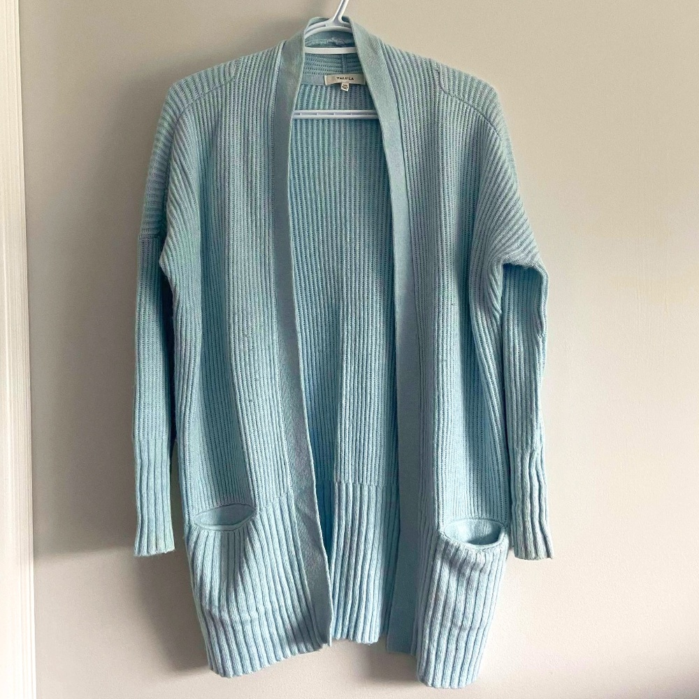 BABY BLUE TALULA LONG SLEEVE ANGORA CASHMERE CARDIGAN SWEATER COZY CABINCORE